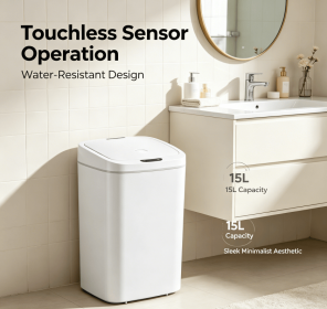 10L Touchless Automatic Sensor Trash Can, Water Resistant Tall Garbage Bin