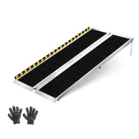 Portable Wheelchair Ramp, 5FT, Non-Slip Aluminum Folding Handicap Ramp for Wheelchair, 800 lbs Capacity, Door Threshold Ramps for Home Steps, Sta