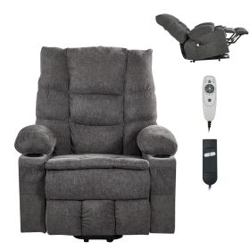 Power Lift Recliner Chair, Large Electric Lift Chair with Heat and Massage for Elderly, Infinite Position Adjustment, Chenille Fabric