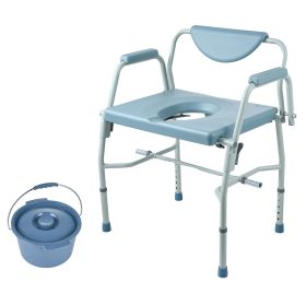 Commode Chair, Bedside Commode with Drop-Down Arms and Detachable Backrest, 5-Level Adjustable Height, 7L Removable Bucket, Easy to Assemble