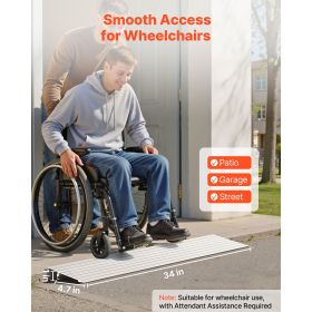 Door Threshold Ramp, 1 inch Rise, Aluminum Alloy Threshold Ramp Rated 800 lbs Load Capacity, Handicap Ramps for Home Steps for Wheelchair, Scoote