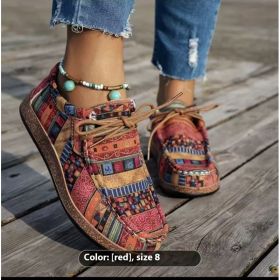 Color Graffiti Canvas Flat Bottom Pumps (Option: Red-36)