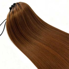 Straight Ponytail Extension Drawstring Ombre Brown LongClip-in Hairpiece For Black Women Synthetic Hair ExtensionsNatural Fit (Option: FF006)