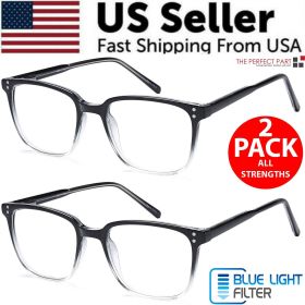 2 PK Unisex Blue Light Blocking Reading Glasses Computer Readers For Men Women (Magnification Strength: =+3.00 strength, Frame Pattern: Black & Clear)