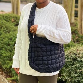 Carry All Quilted Cross Body Bag (Color: Black)
